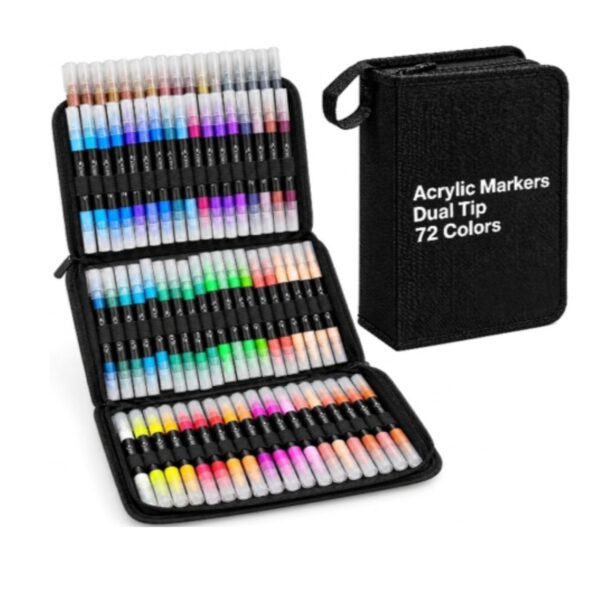 Set plumones acrilico doble punta 72pcs